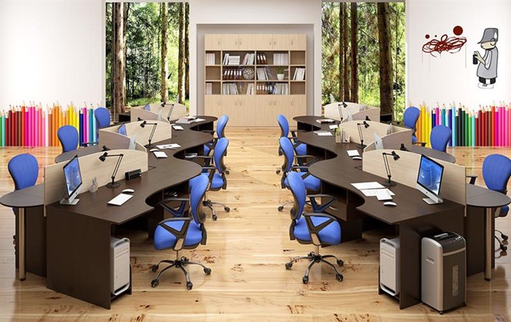 Офисный комплект мебели SIMPLE с эргономичными столами и тумбами в Брянске - изображение 4